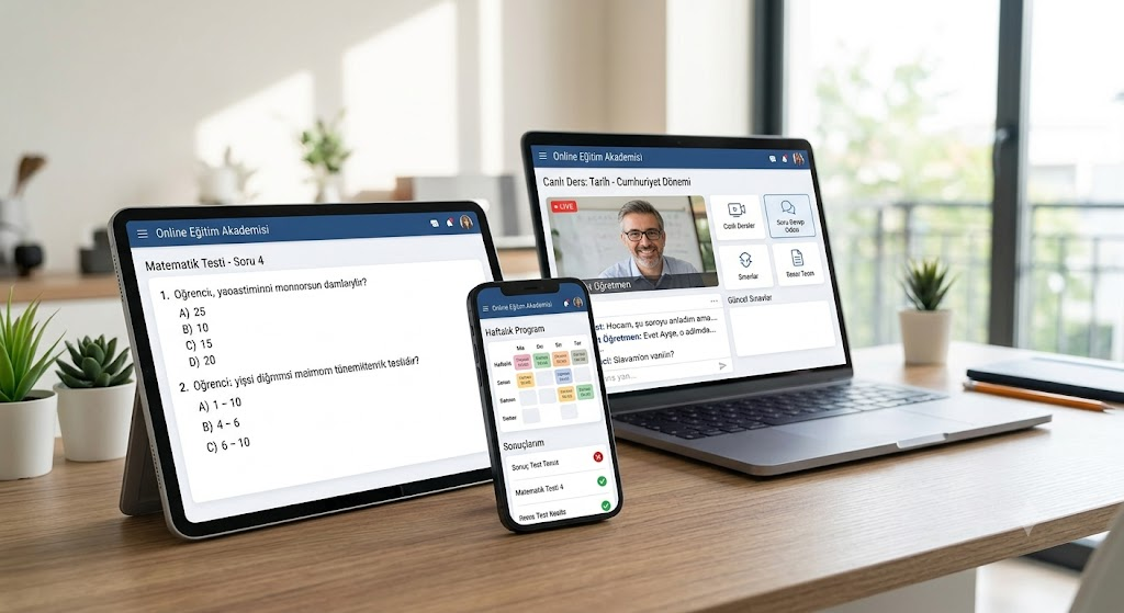 Bilgisayar, tablet ve telefonda online eğitim